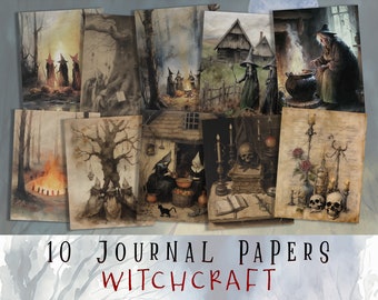 Gothic Junk Journal Printable Pages, Wiccan Ephemera, Witchy Scrapbook, Collages Sheets, Digital, Papers, Pages, Scrapbooking, Grimoire