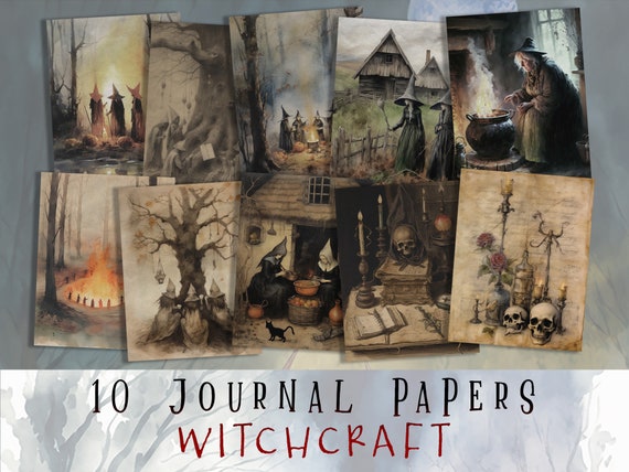 Witchcraft Junk Journal Pages, Gothic Witch Ephemera Pack, Spooky Scrapbook Paper, Digital Download