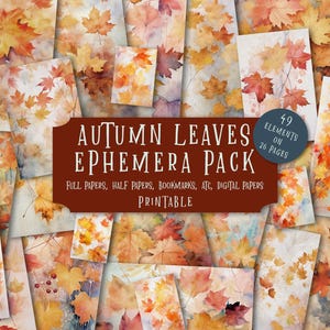 Fall Junk Journal Printables, Autumn Digital Paper, Autumn Foliage, Autumn Scrapbook Paper, Fall Background Paper, Fall Leaves Digital Paper
