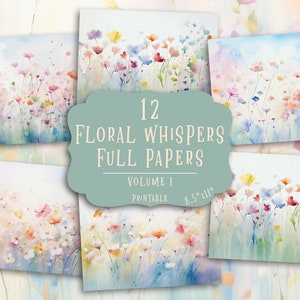 Wildflower Junk Journal, Flowers Background, Floral Digital Papers, Floral Scrapbook, Ephemera Papers Background, Spring Junk Journal Kit
