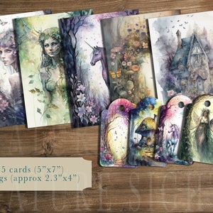 Fairy Land Junk Journal Kit, Fairy Ephemera Pack, Fairies Atc Cards, Fairy Scrapbooking, Papers, Pages, Printable, Digital, Cards, Scrapbook image 7