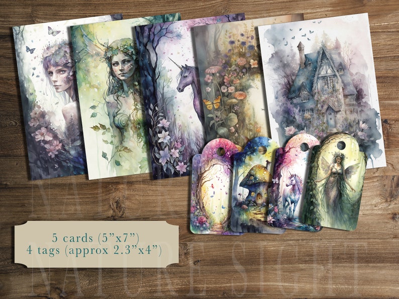 Fairy Land Junk Journal Kit, Fairy Ephemera Pack, Fairies Atc Cards, Fairy Scrapbooking, Papers, Pages, Printable, Digital, Cards, Scrapbook image 7