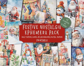 Christmas Ephemera Pack: Holiday Junk Journal Paper (Digital Download)