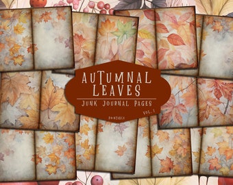 Autumn Leaves Junk Journal Pages: Printable Fall Ephemera (Digital Download)