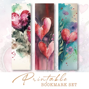 Marcapáginas de corazón de San Valentín / Etiquetas de efímeras de amor / Imprimible para diario basura / Kit de álbum de recortes romántico / Descarga de manualidades creativas