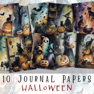 Halloween Junk Journal Papers, Gothic Printable Pages, Halloween Scrapbooking Pages, Digital Ephemera, Papers, Pages, Journaling, Scrapbook