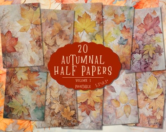 Autumn Leaves Junk Journal Pages – Fall Digital Ephemera Kit (Digital Download)