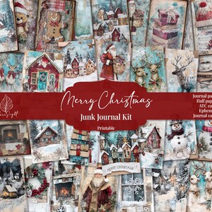 Christmas Junk Journal Kit | Printable Vintage Christmas Ephemera | Holiday Digital Papers | Festive Scrapbook Pages | Junk Journal Supplies