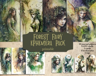 Kit de efímeros de hadas del bosque: imprimible para diario creativo (descarga digital)