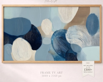 Blue Abstract Painting Frame TV Art: Modern Slate Minimalist Canvas (Digital Download)