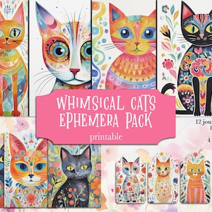 Journal des objets indésirables pour chat, papiers de journal pour chats fantaisistes, signets chat, cartes chat à imprimer, papier de scrapbooking chat, kit de création numérique, ATC