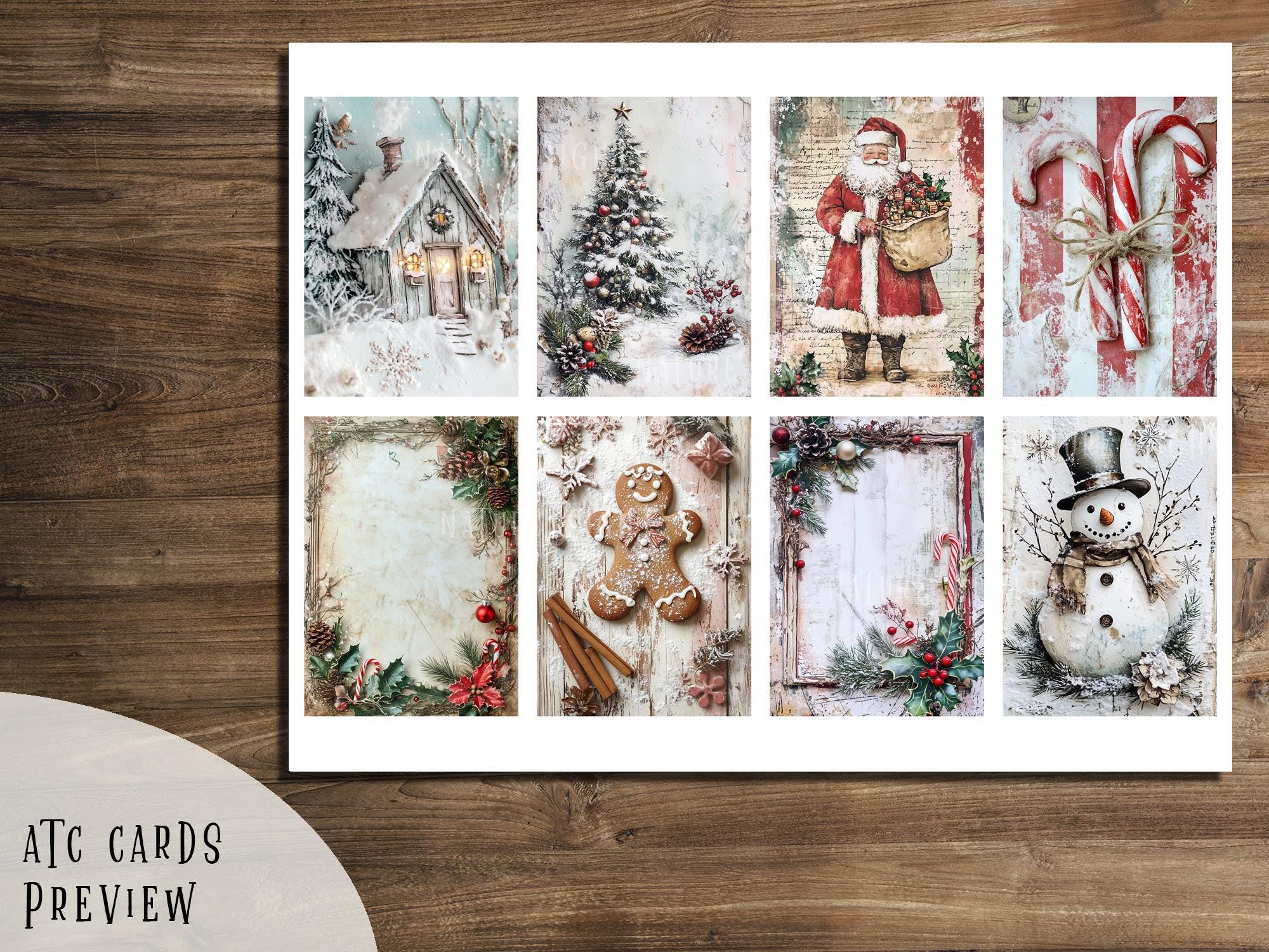 Vintage Christmas ATC Cards, Holiday Collage Printable (JPG & PDF) - Etsy