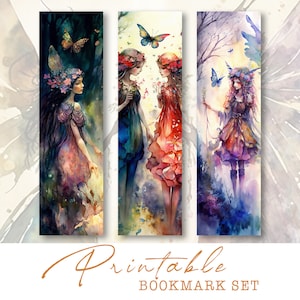 Fairy Printable Bookmark Set – Whimsical Watercolor Bookmarks (Digital Download)
