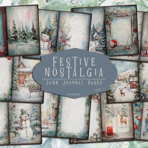 Carta per album di Natale / Kit per diario di Natale / Materiale effimero stampabile per le feste / Set di carta per bricolage invernale