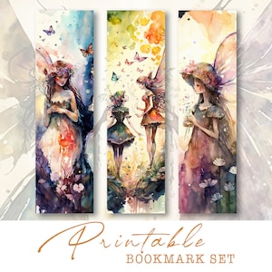 Fairy Printable Bookmark Set | Fantasy Fairy Bookmarks | Junk Journal Bookmarks | Digital Download | Scrapbook Ephemera | Art Bookmarks