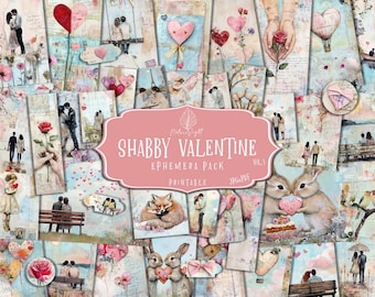 Shabby Valentine Ephemera Pack: Junk Journal Kit (Digital Download)