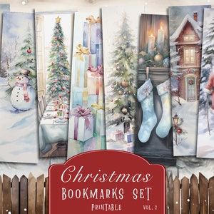 Christmas Bookmarks Set | Printable Holiday Tags | Festive Ephemera Kit | Digital Scrapbooking | Christmas Craft Labels