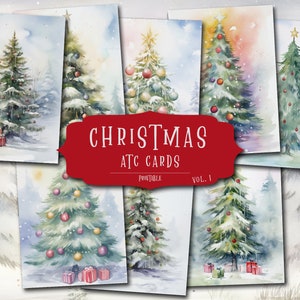 Weihnachten druckbare Atc Karten, Urlaub Junk Journal, Weihnachten Ephemera, festliche Karten, Grußkarten, Scrapbook, Scrapbooking, Digital
