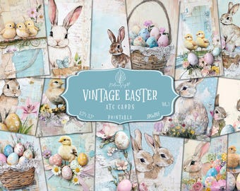 Vintage Easter ATC Cards: Spring Ephemera Collage (Digital Download)
