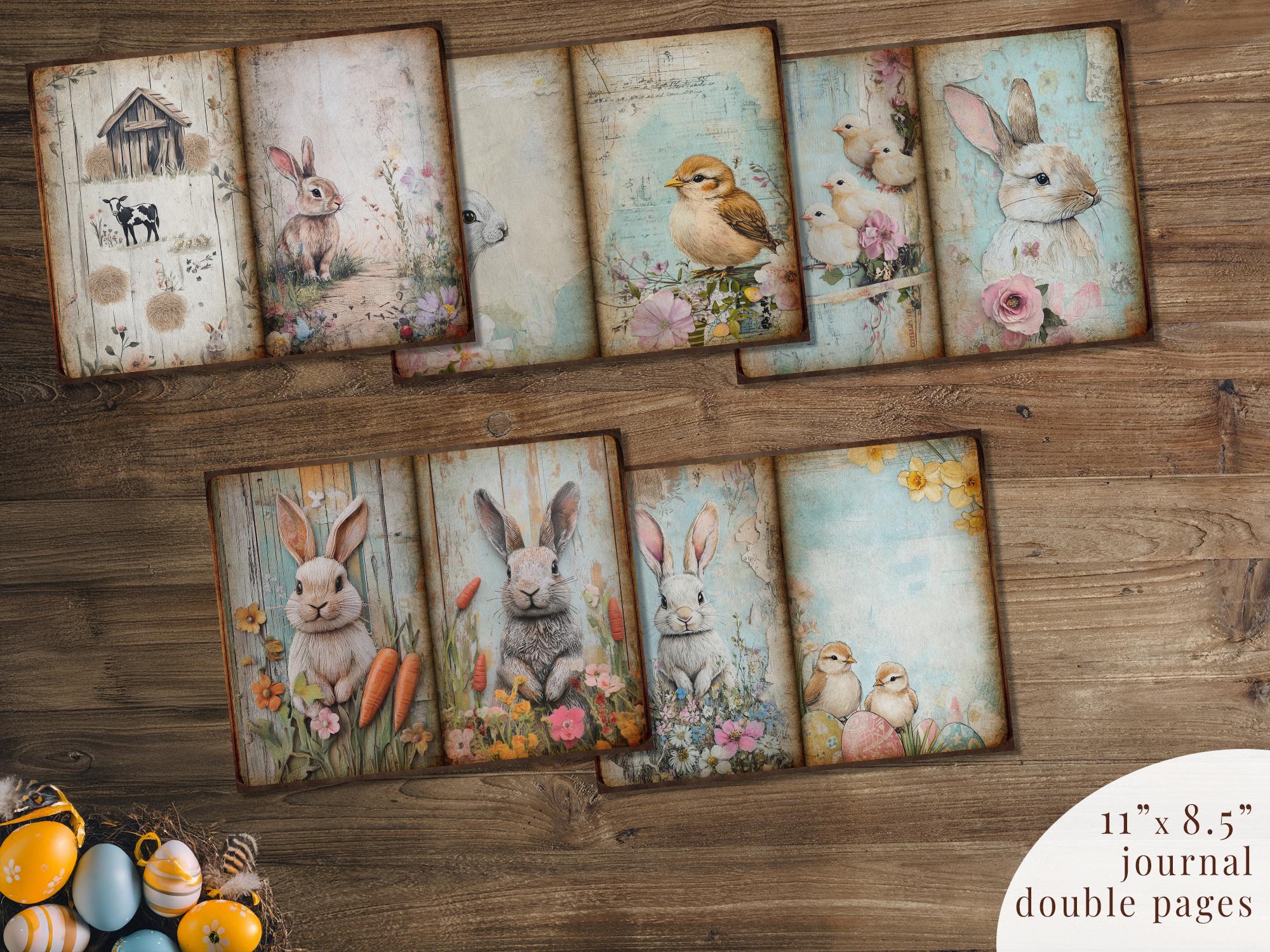 Vintage Easter Junk Journal Kit: Bunny Ephemera, Scrapbook Pages ...