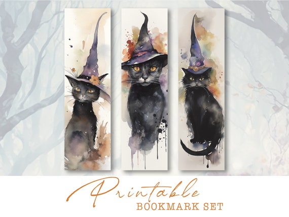 Witchy Cat Bookmarks: Gothic Mystical Art (Digital Download)