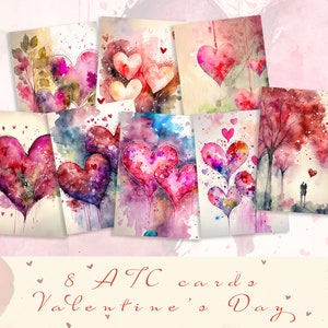 Valentines Artist Trading Cards, Valentines Day Printable Cards, Heart Ephemera, Love Junk Journal, Ephemera, Scrapbooking