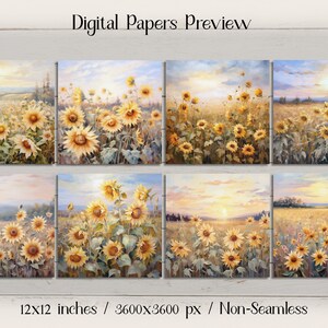 Sunflower Scrapbook Paper, Floral Junk Journal, Commercial Use, Boho ...