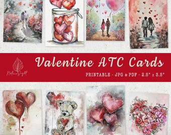 Valentine ATC Cards Printable: Love Story Journal Cards (Digital Download)