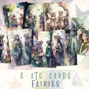 Fantasy Fairy ATC Cards | Printable ATC Set | Junk Journal Ephemera | Scrapbook ATC Cards | Digital Download | Fairies Art Cards