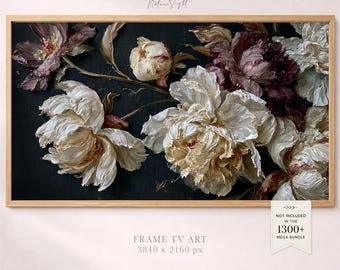 Dark Academia Peony Painting Frame TV Art: Floral Oil Painting (Digital Download)