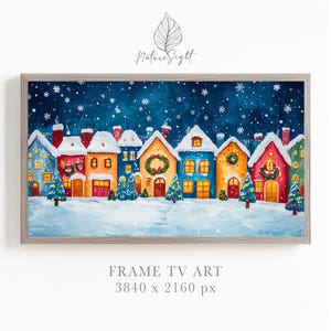Winter Village Frame TV Art | Christmas Town TV Art Download | Cozy Snow Scene Screensaver | Samsung Frame TV Digital Art