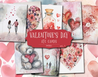 Afdrukbare Valentijn-ATC-kaarten: kortstondige liefdescollage (digitale download)
