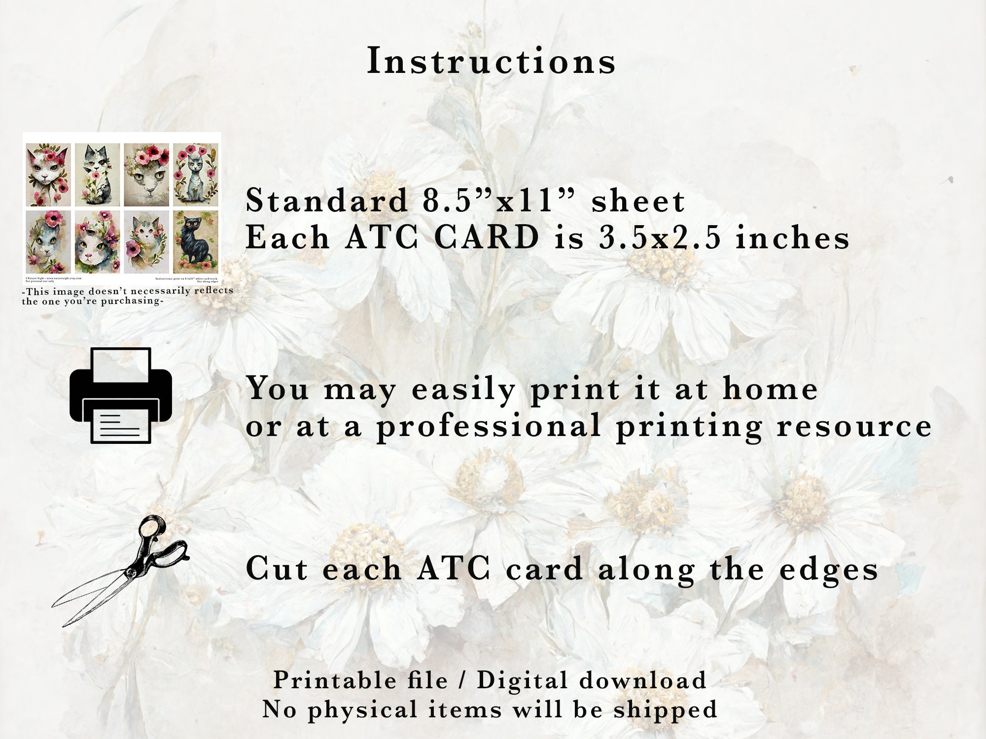 Floral Printable ATC Cards Botanical Junk Journal Supplies - Etsy