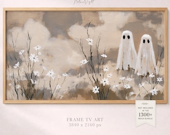 Halloween Ghost Frame TV Art: Autumn Spooky Painting Neutral Fall Decor (Digital Download)