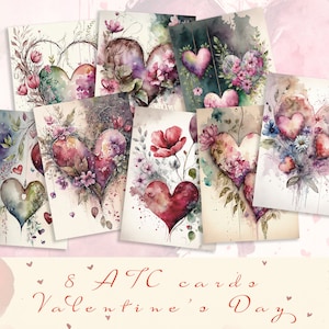 Biglietti di diario di San Valentino, biglietti d'amore stampabili ATC, scrapbooking di San Valentino, effimeri di San Valentino, biglietti ti amo