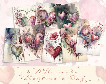 Valentines Day Journal Cards, Love Printable Atc Cards, Valentines Scrapbooking, Valentine Ephemera, I Love You Cards