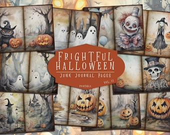 不気味なシーンのジャンクジャーナルページ：ゴシックハロウィンの