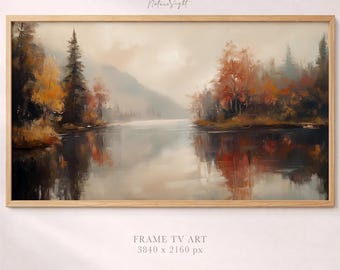 Autumn Landscape Frame TV Art | Fall Forest Lake Scene | Cozy Seasonal Digital Download | Rustic Autumn Decor for Samsung Frame TV
