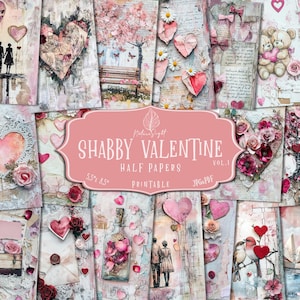 Valentijnspapieren | Romantische ongewenste tijdschriftpagina's | Shabby Chic Plakboekbenodigdheden | Vintage ephemera afdrukbare kit | Digitale download