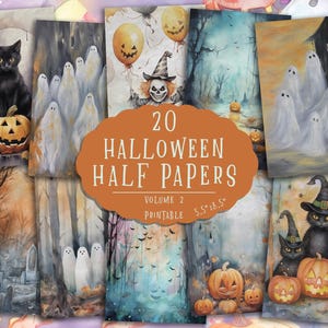 Kit de journal numérique Halloween | Papiers fantasmagoriques imprimables | Éphémères de scrapbooking vintage | Ensemble d&#39;oeuvres d&#39;art d&#39;Halloween | Demi-papiers effrayants