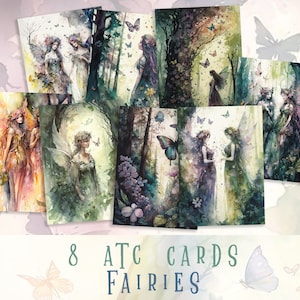 Feuilles imprimables de scrapbooking féerique, cartes ATC mystiques, éphémères fantastiques, pack de collage numérique, fournitures pour journal magique