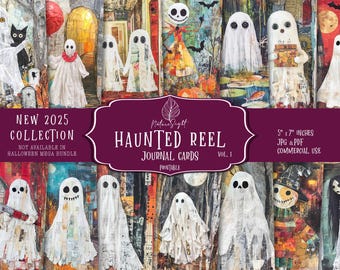 Cartes de journal fantômes d'Halloween : collage effrayant d'horreur (téléchargement numérique)