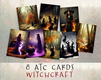 Witches Printable ATC Cards: Gothic Witchy Ephemera for Halloween Journaling (Digital Download)