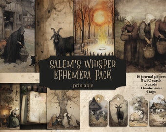 Salem&#39;s Whisper Junk Journal | Witch Junk Journal Kit | Gothic Junk Journal | Witchy Ephemera | Scrapbooking Ephemera | Witch Journal Pages