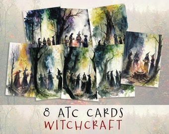 Witchcraft ATC Cards, Printable Witchy Papers, Book of Shadows Pages, Digital Craft Supplies, Wiccan Junk Journal, Wicca Grimoire Pages