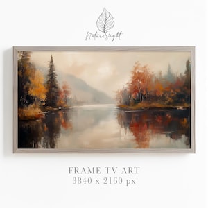 Herbst Landschaft Rahmen TV Kunst | Herbst Wald See Szene | Gemütlicher saisonaler digitaler Download | Rustikales Herbst Dekor für Samsung Frame TV