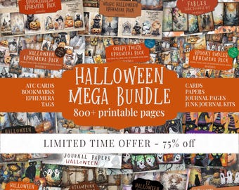 Halloween Ephemera Collection: Spooky Vintage Printable Junk Journal Kit & Collage Sheets (Digital Download)