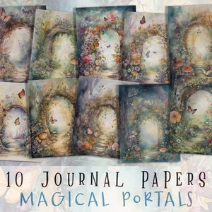 Magical Fairy Portals Journal Pages, Magic Junk Journal Papers, Fairy Scrapbooking, Ephemera Pack, Cards, Scrapbook, Crafting, Digital