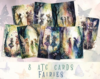 Watercolor Fairy ATC Cards: Enchanted Forest Ephemera (Digital Download)