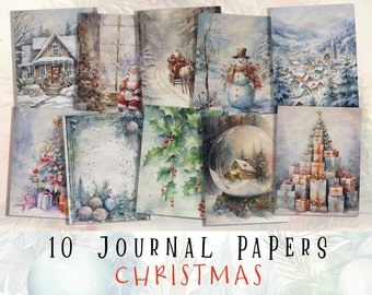 Christmas Scrapbook Papers, Christmas Junk Journal Pages, Festive Printable Ephemera, Scrapbooking, Journaling, Cards, Pages, Digital